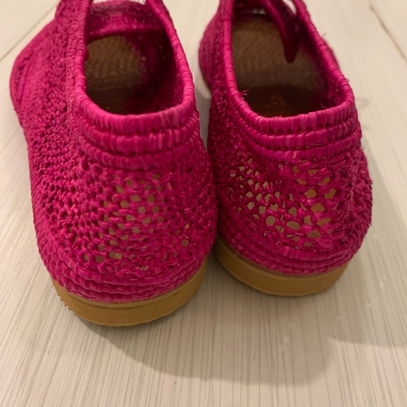Pink raffia women’s Oxford summer shoes. on trend mesh style - Picture 4 of 6